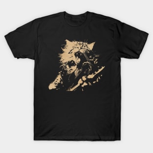 Maine Coon Cat Playing Guitar Vintage 90s Style Rock T-Shirt